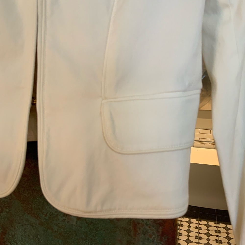 SOLD Burberry Prorsum $1795 White Collarless Cotton Blazer 44 Made in Italy - Picture 4 of 12